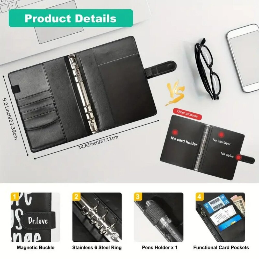 Black 30 Envelope Savings Challenge Binder NEW - Picture 2 of 4